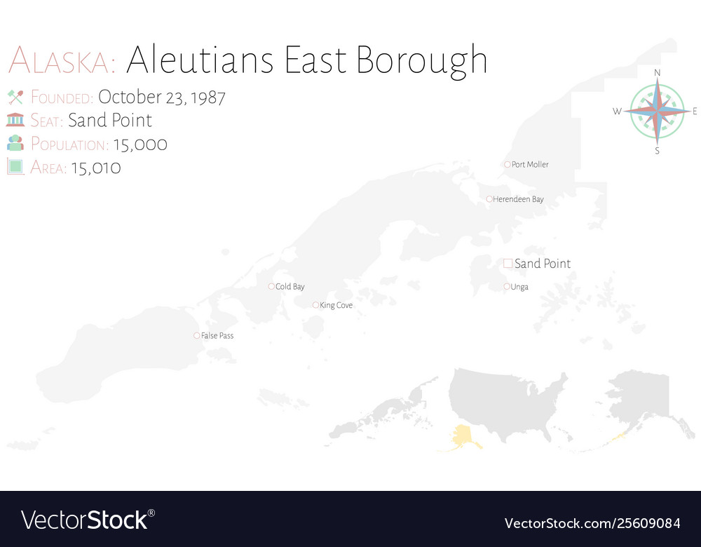 Map aleutians east borough in alaska Royalty Free Vector