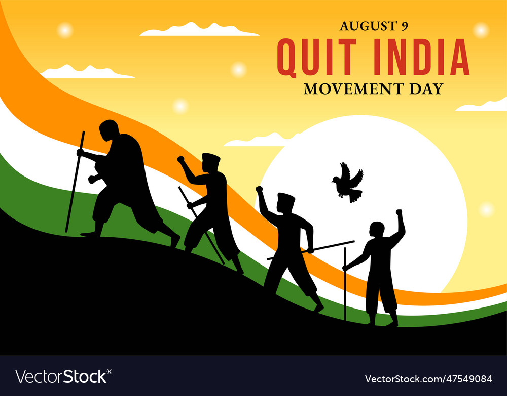 Quit india movement day on 9 august with indian Vector Image