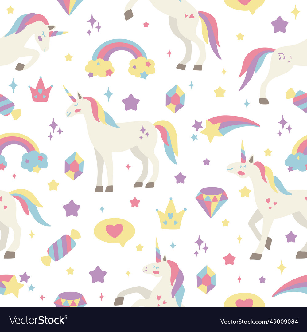 Seamless pattern with cute unicorns