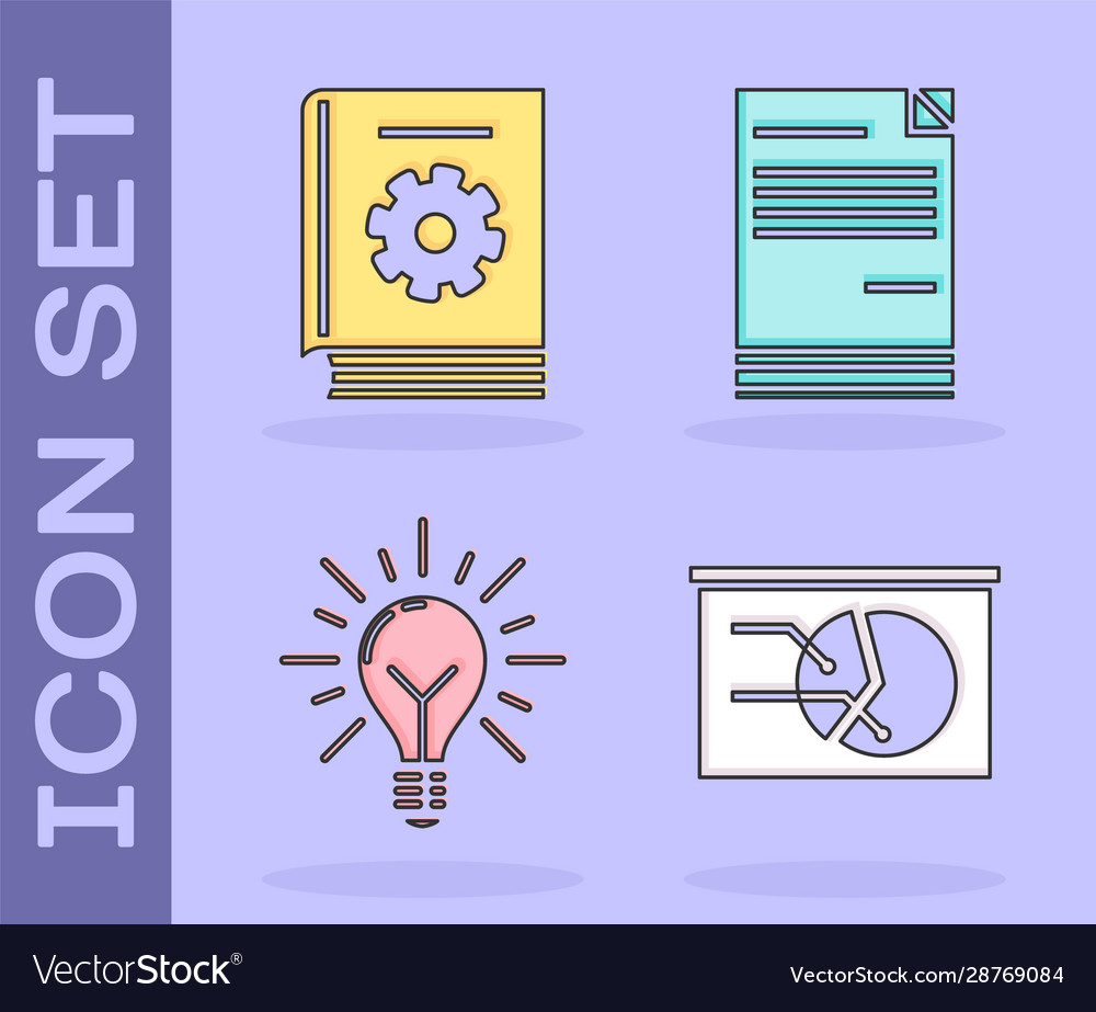 Set board with graph chart user manual light vector image Set board with graph chart user manual light