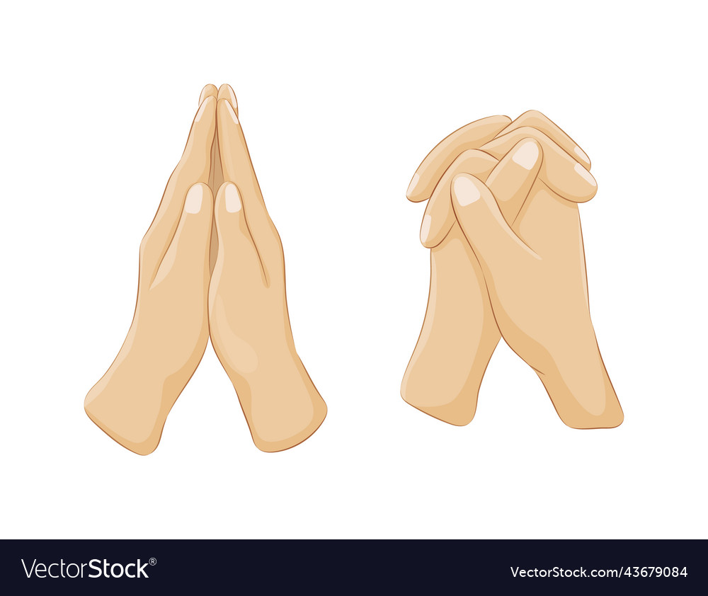 Set of human hands folded in prayer gestures Vector Image