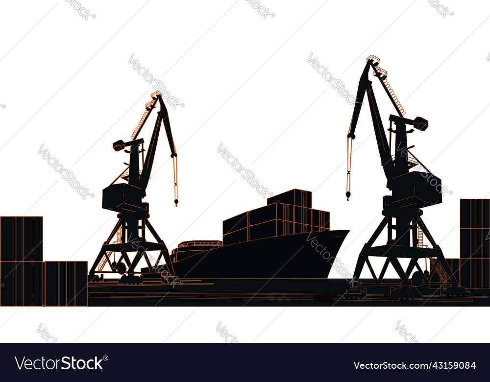 Silhouette Handelshafen mit Containerschiff