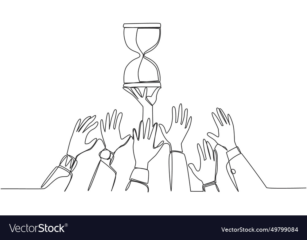 Single continuous line drawing hands fighting vector image Single continuous line drawing hands fighting
