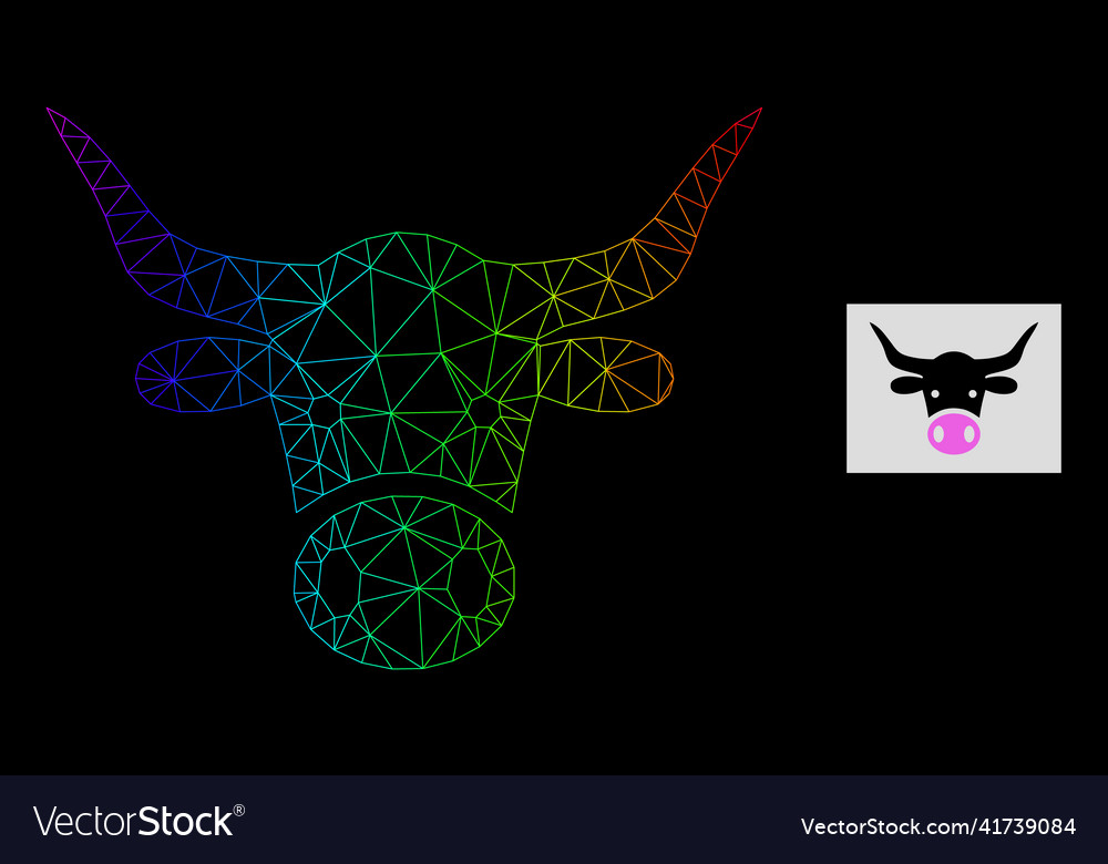 Spectrum gradiented polygonal net cow head icon