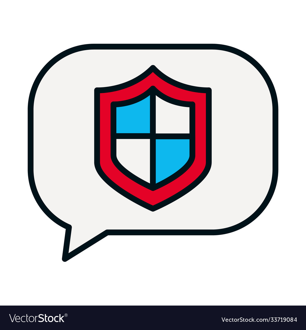 Speech bubble with shield icon line and fill vector image Speech bubble with shield icon line and fill