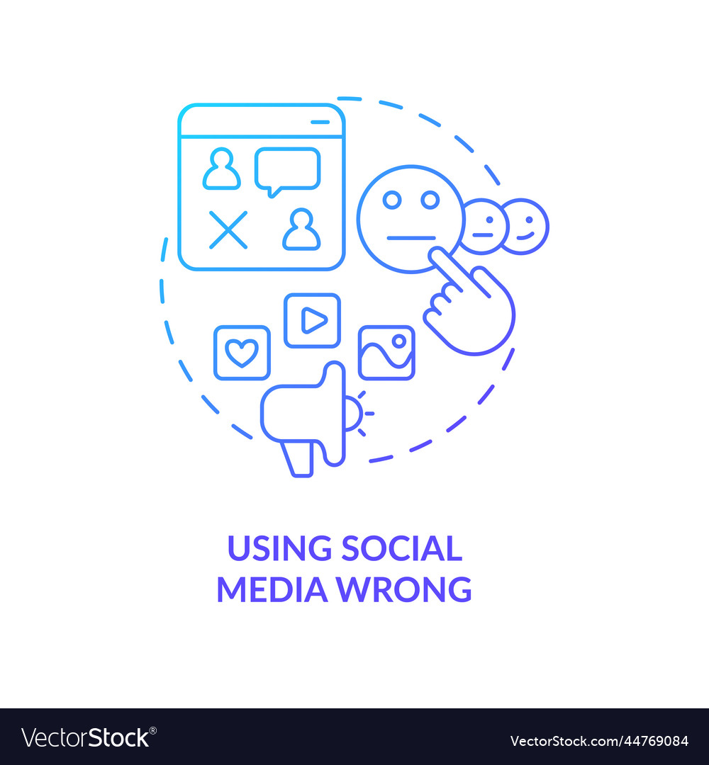 Using social media wrong blue gradient concept Vector Image
