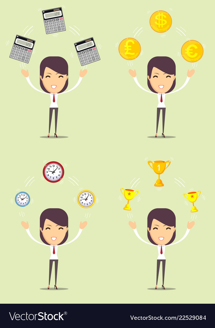 Woman with different objects Vector Image Woman with different objects