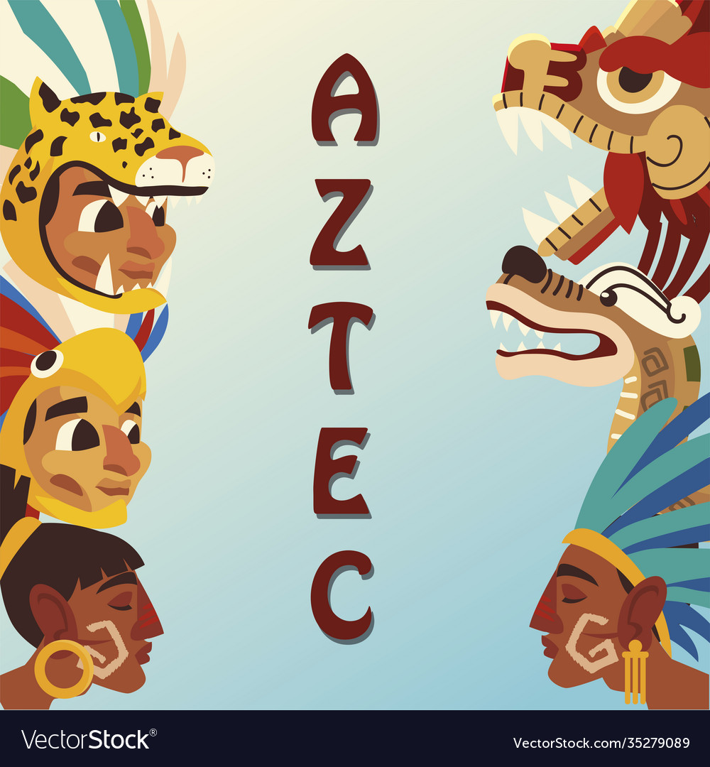 Aztec character people snake pyramid weapon native