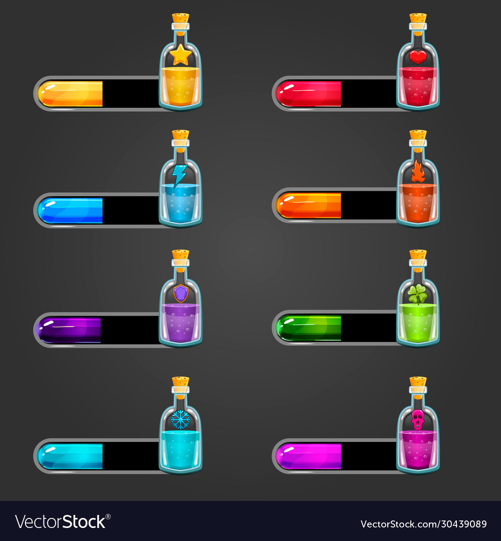 Big set flasks with different poisons vector image Big set flasks with different poisons