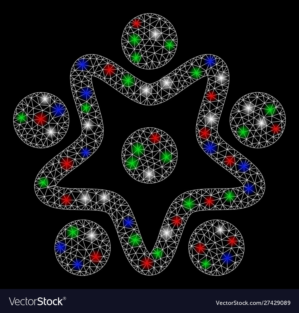 Bright mesh network user organization with flash vector image Bright mesh network user organization with flash