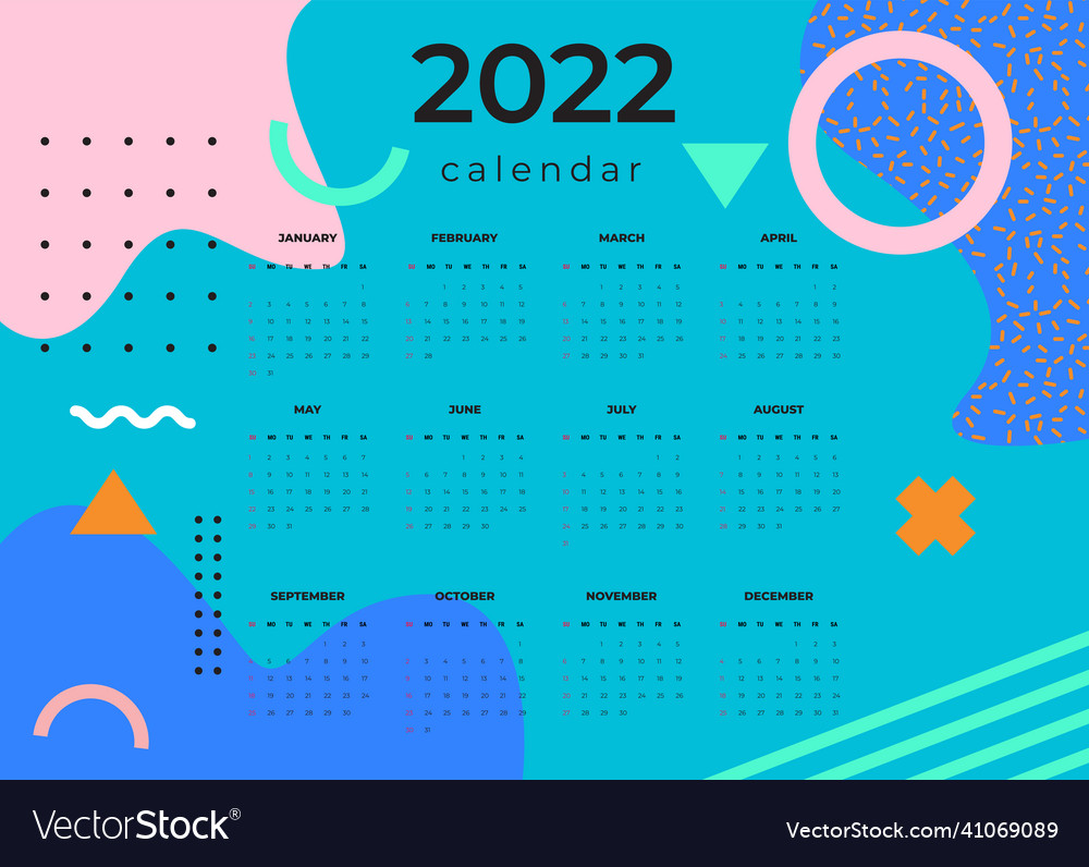 Calendar 2022 Template Set Desk Royalty Free Vector Image 0032