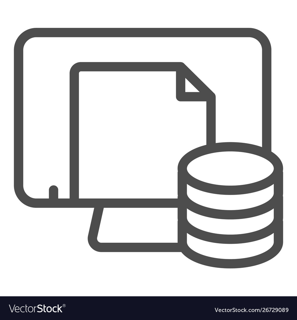 Computer file storage line icon paper archive vector image Computer file storage line icon paper archive
