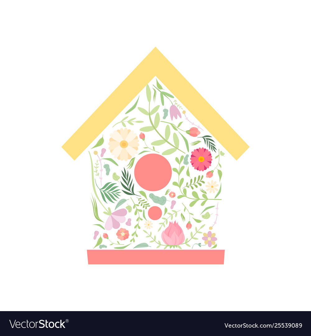 Cute nesting box made floral seamless pattern