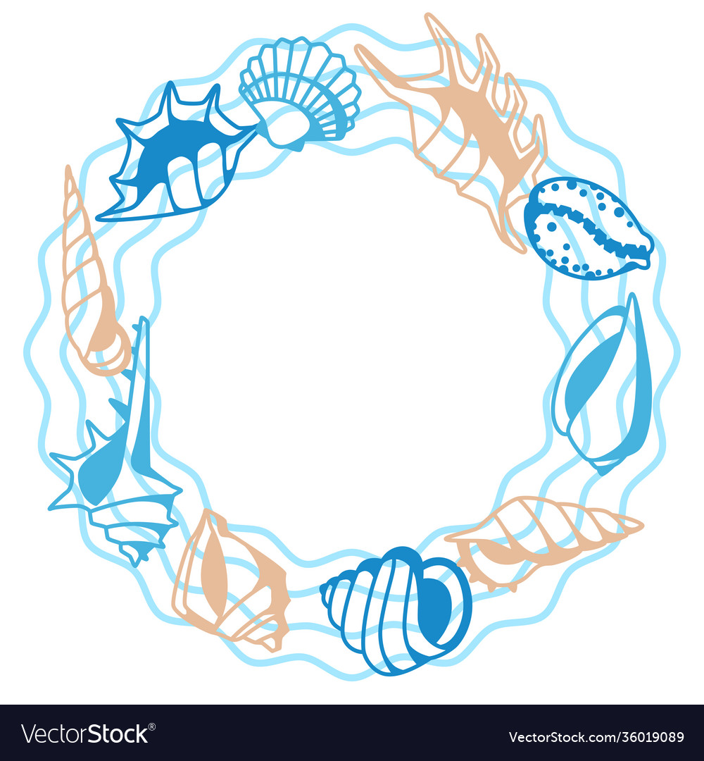 Frame with seashells vector image Frame with seashells