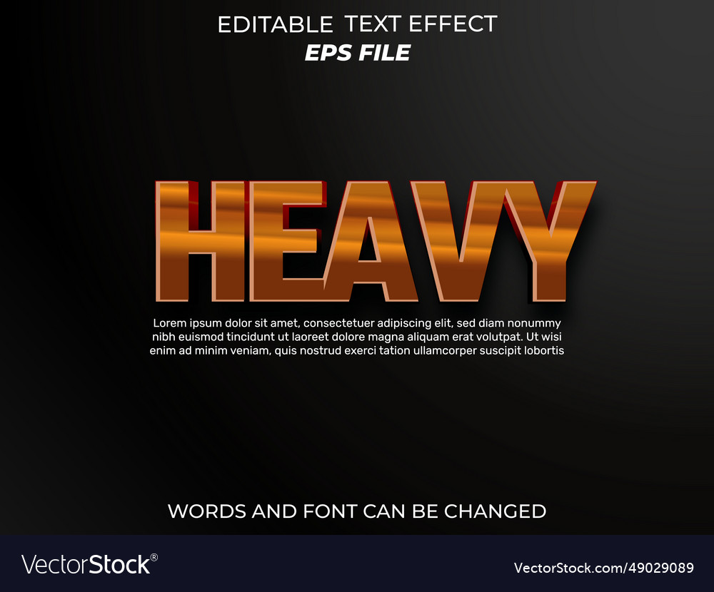 Heavy text effect font editable typography 3d