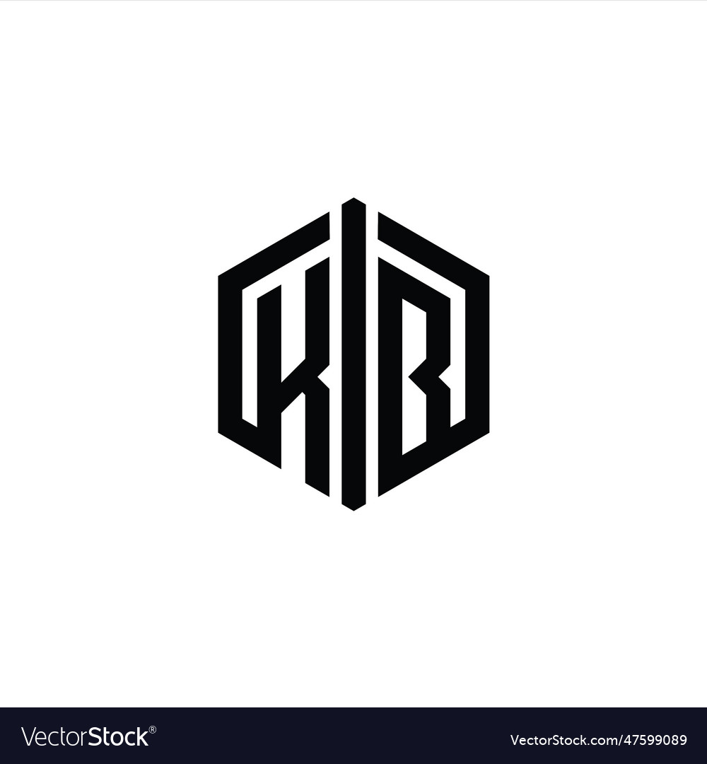 Kb letter logo monogram hexagon shape Royalty Free Vector