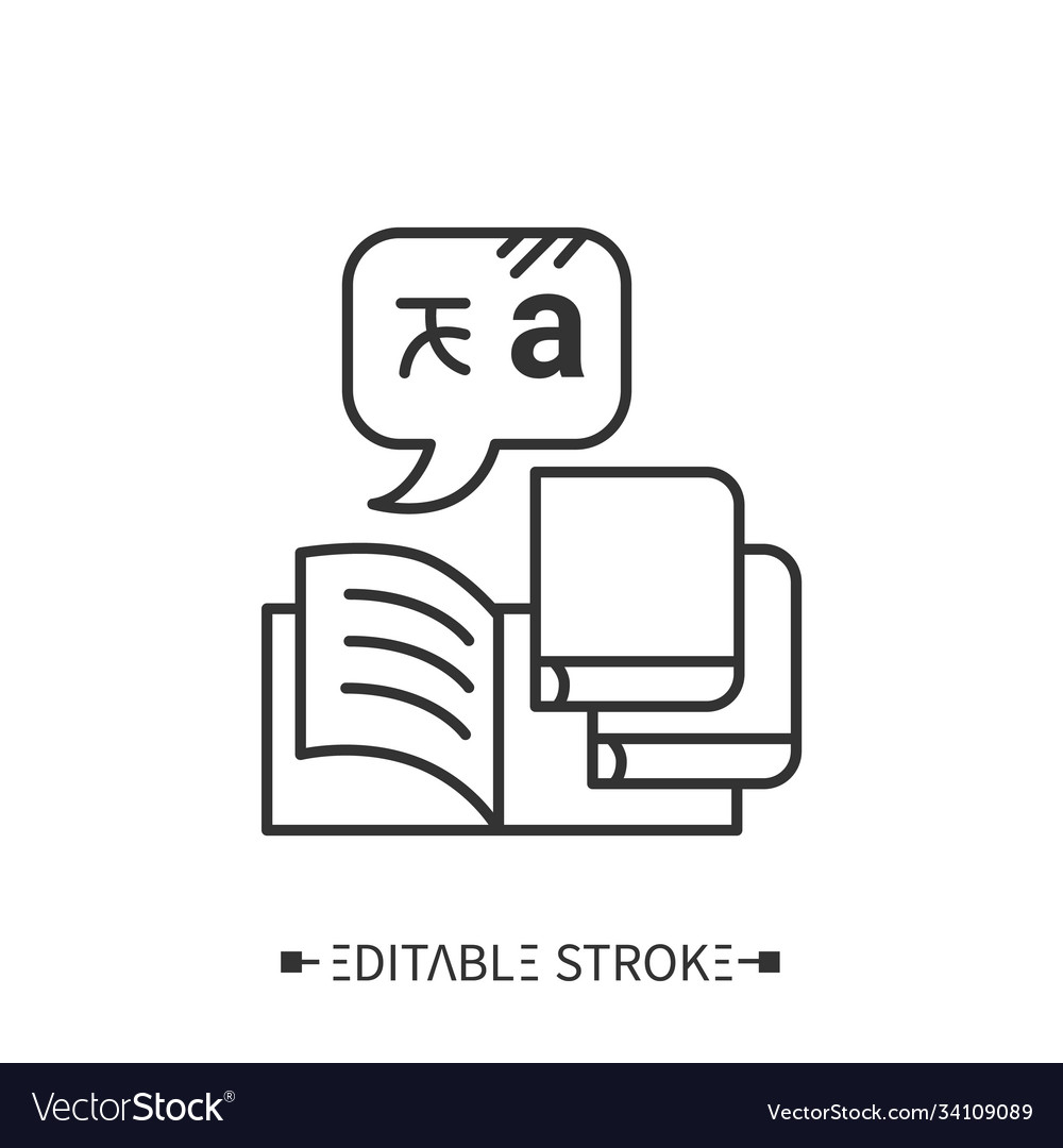 Language library line icon editable vector image Language library line icon editable