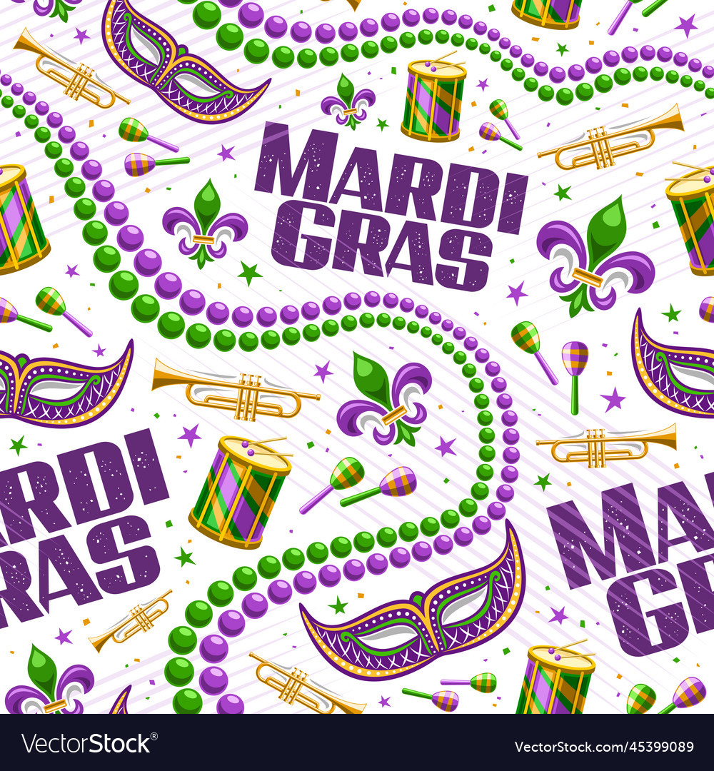 Mardi gras seamless pattern Royalty Free Vector Image