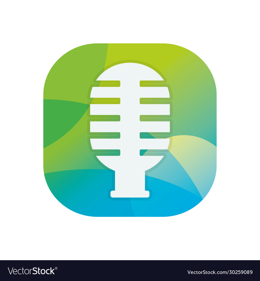 Microphone block flat style icon design