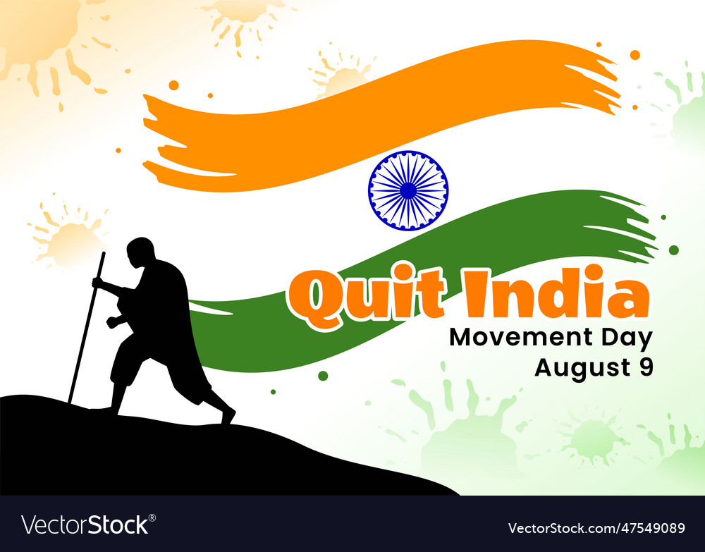 Quit india movement day on 9 august with indian Vector Image