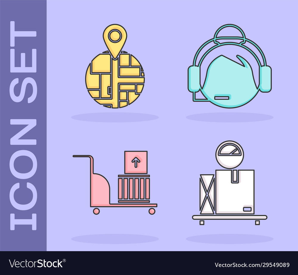 Set scale with cardboard box placeholder on map vector image Set scale with cardboard box placeholder on map