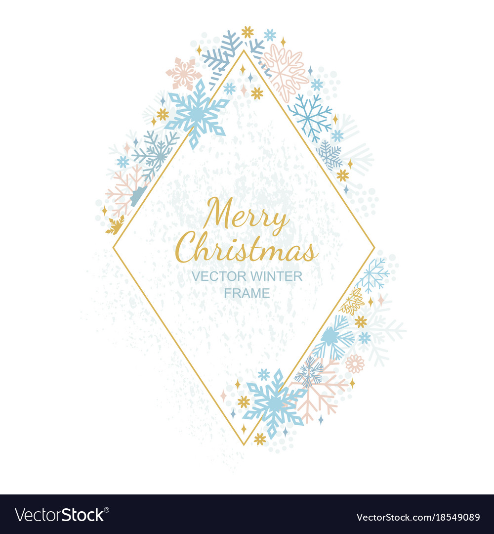 Snow flake frame white background xmas framework