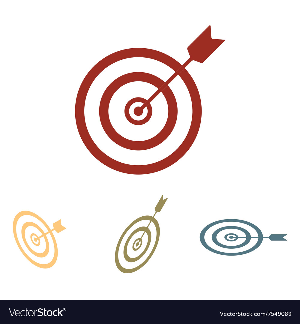 Target with dart icon set isometric effect