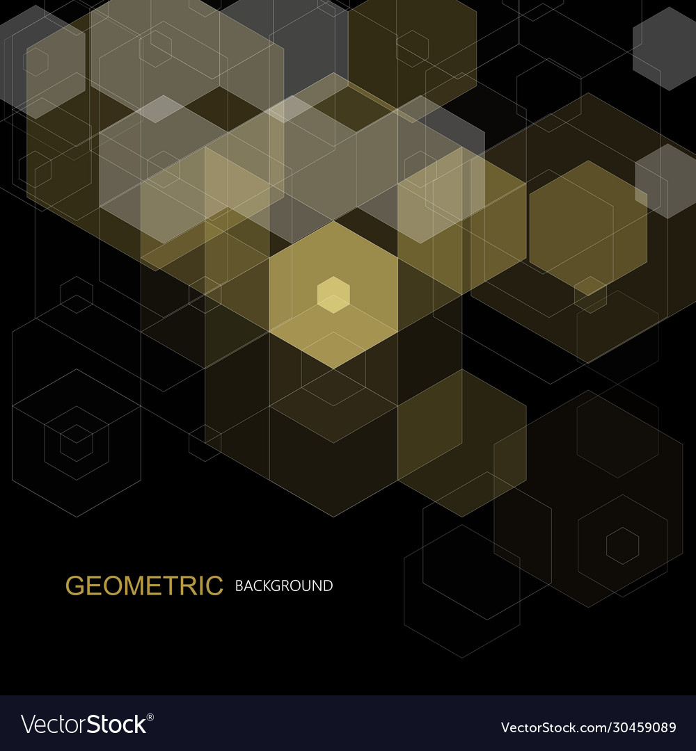 Tech geometric black background with hexagon vector image Tech geometric black background with hexagon