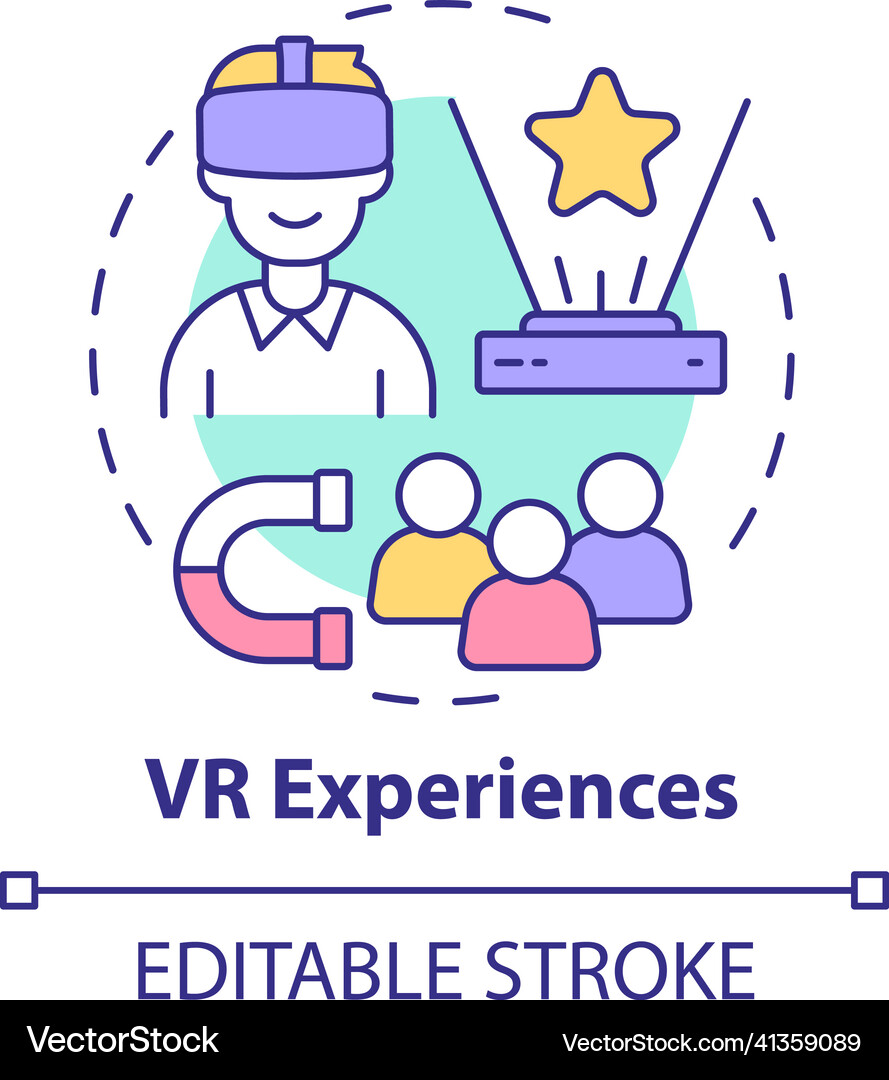 Vr experiences concept icon Royalty Free Vector Image