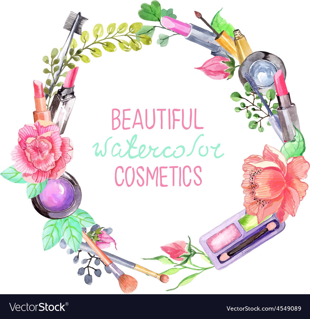 Watercolor cosmetics set Royalty Free Vector Image