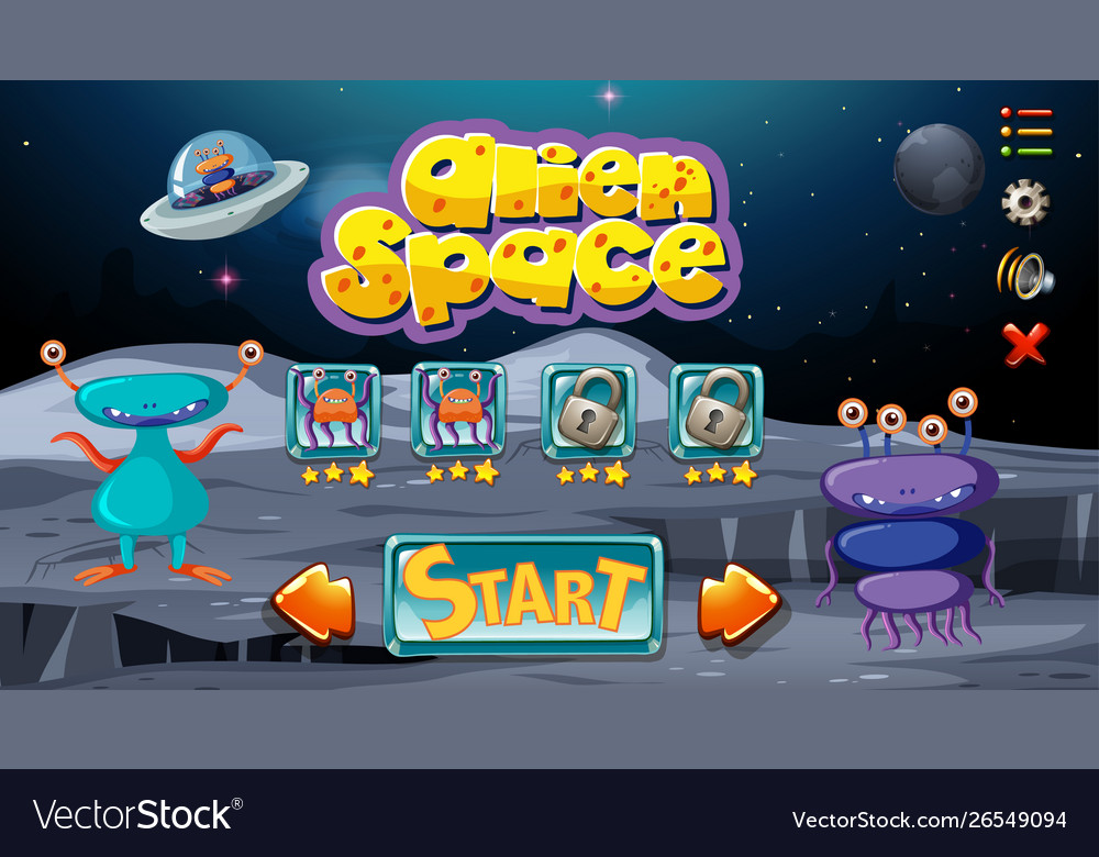 Alien space game background Royalty Free Vector Image