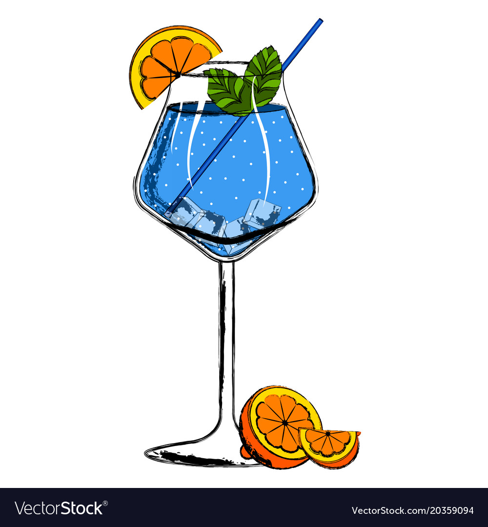 Blue cocktail with orange slices