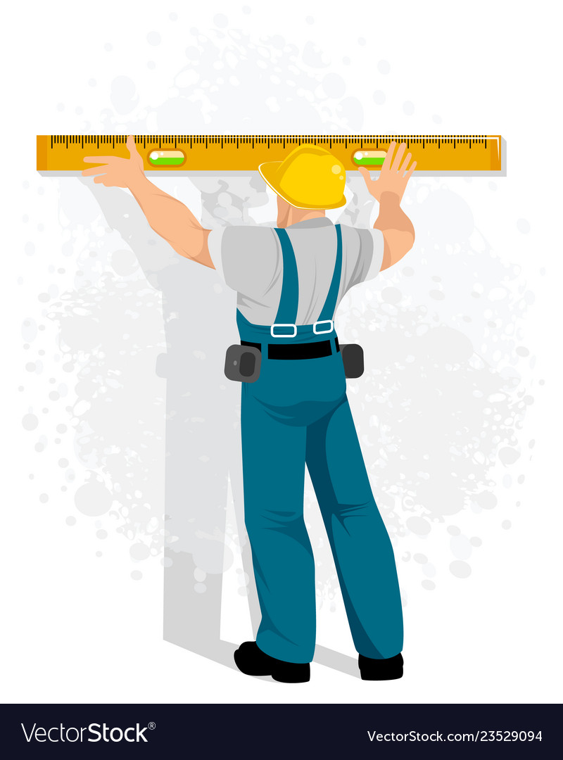 Builder with a level vector image Builder with a level