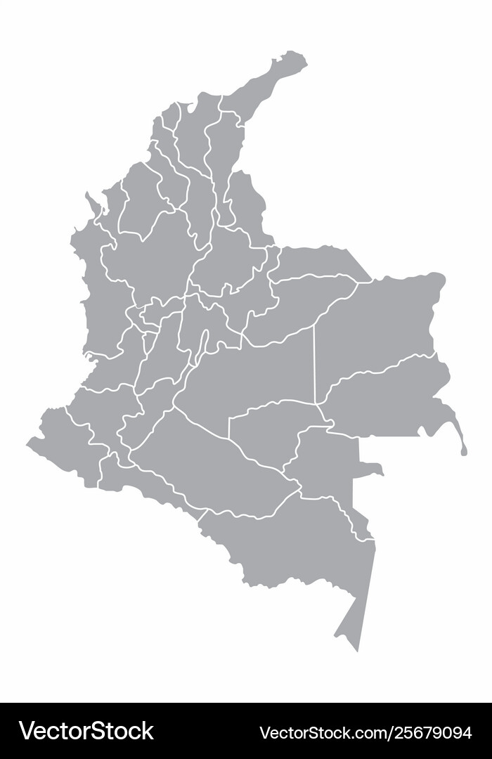 Colombia Regions Map Gray Royalty Free Vector Image