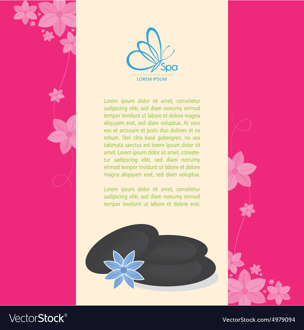 Colored background with text and spa icons