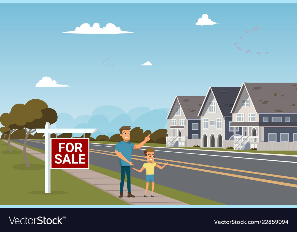 Concept of for sale country townhouse vector image Concept of for sale country townhouse