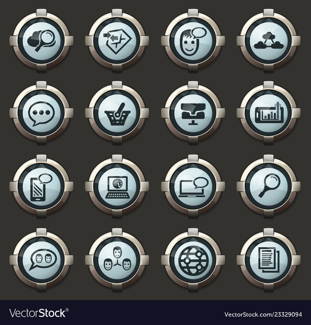 Data analytic and social network icons set vector image Data analytic and social network icons set