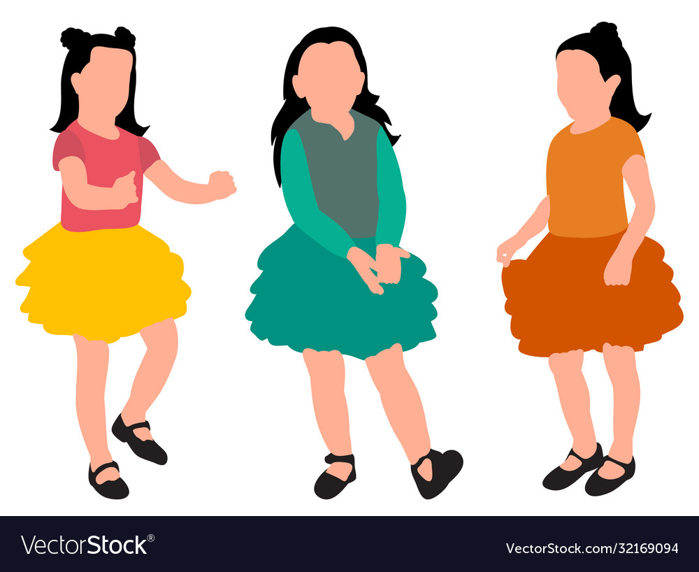 Faceless child girl set collection