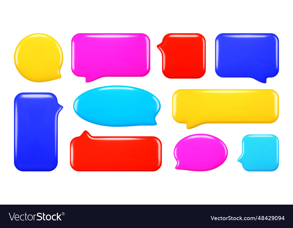 Glossy realistic 3d collection of empty speech Vector Image Glossy realistic 3d collection of empty speech