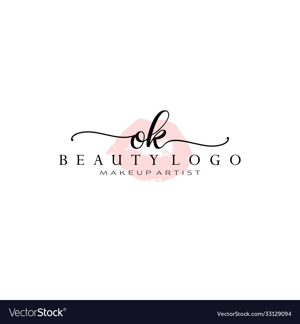 Letter ok watercolor lips premade logo design