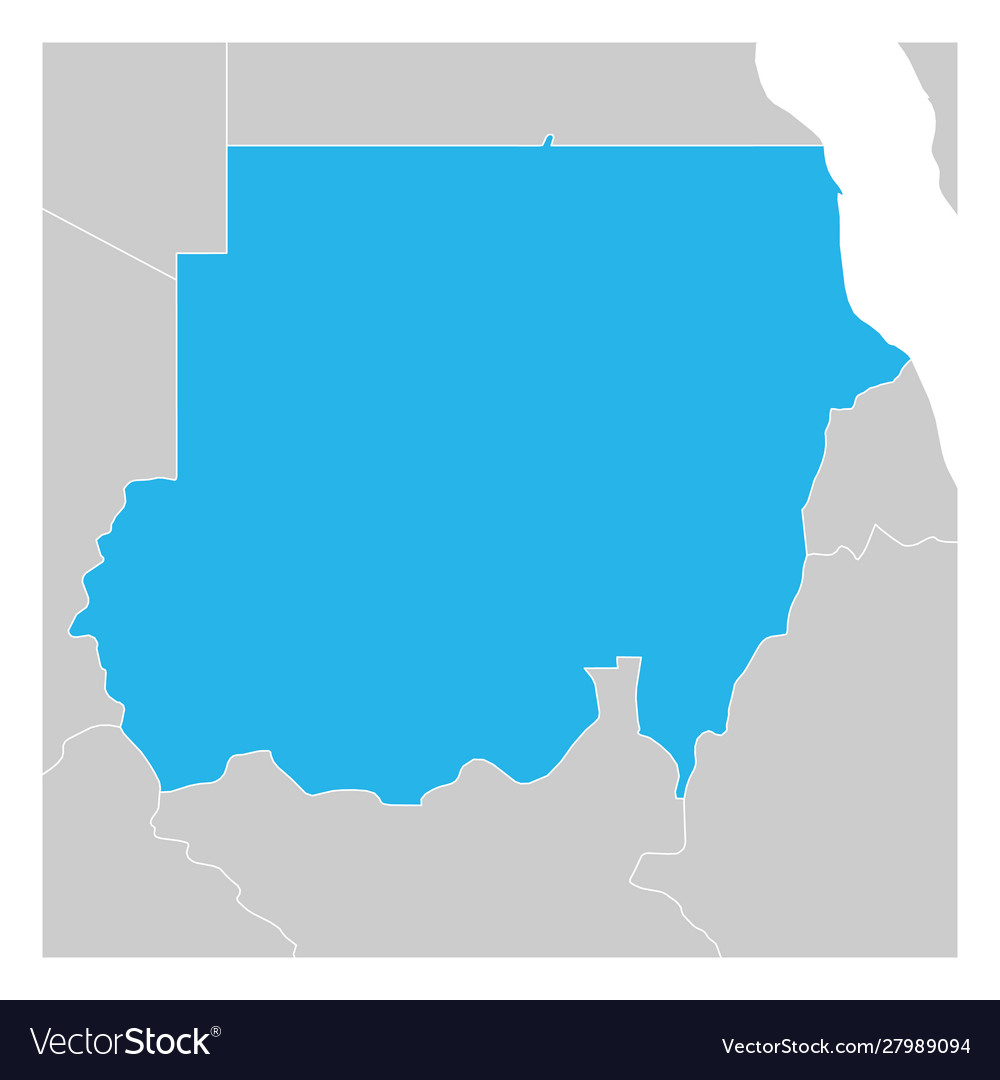 Map sudan green highlighted with neighbor Vector Image