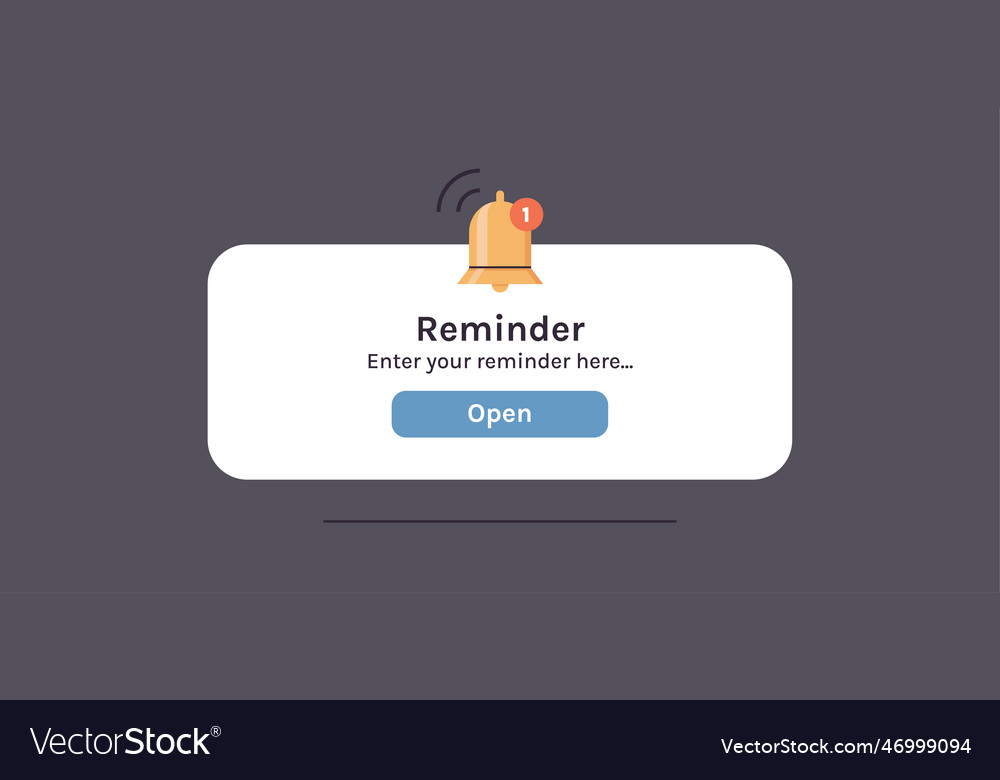 Reminder notification page with floating elements