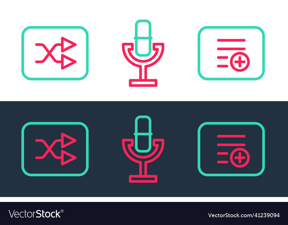 Set line add to playlist arrow shuffle Vector Image Set line add to playlist arrow shuffle