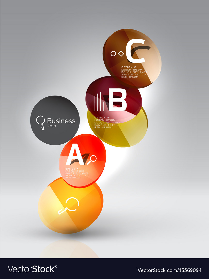 Shiny circles with text in 3d space