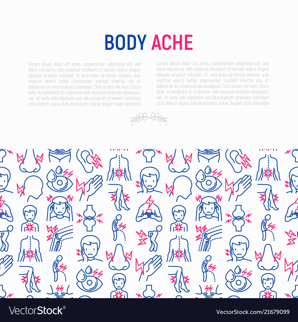 Body Aches Konzept mit dünnen Liniensymbolen vector image Body Aches Konzept mit dünnen Liniensymbolen