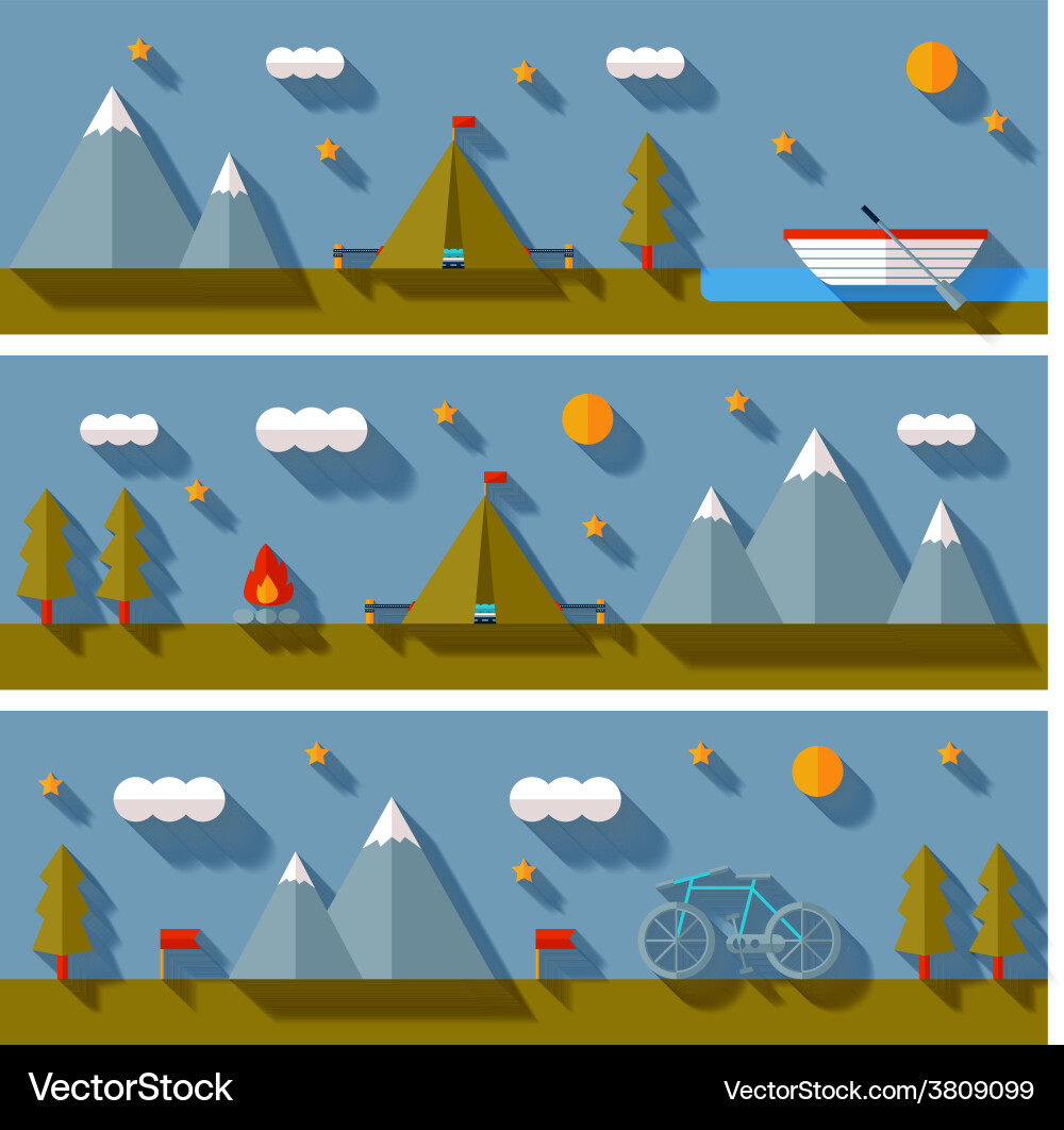 Camping flat design Royalty Free Vector Image - VectorStock