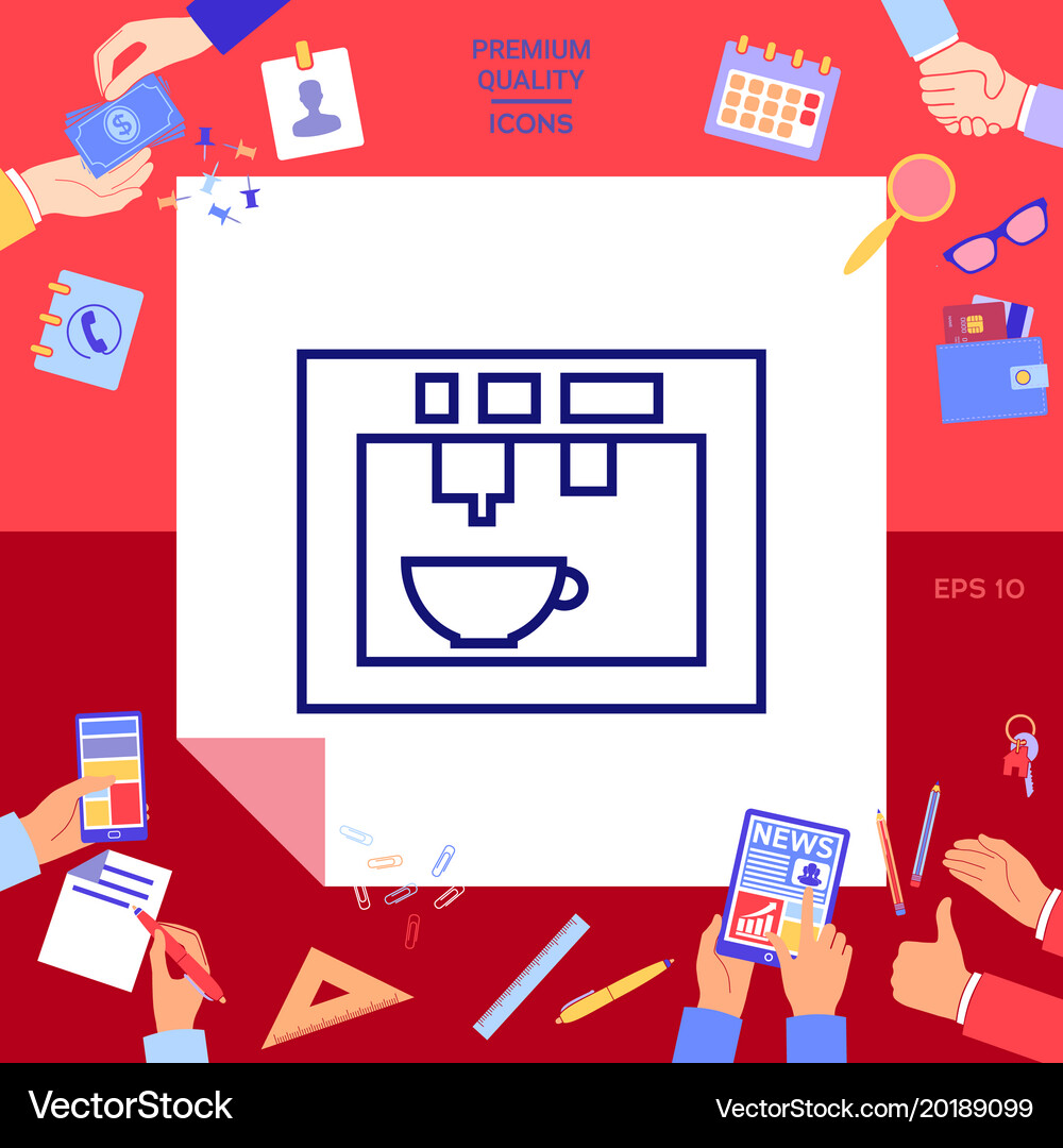 Coffee machine maker linear icon Royalty Free Vector Image