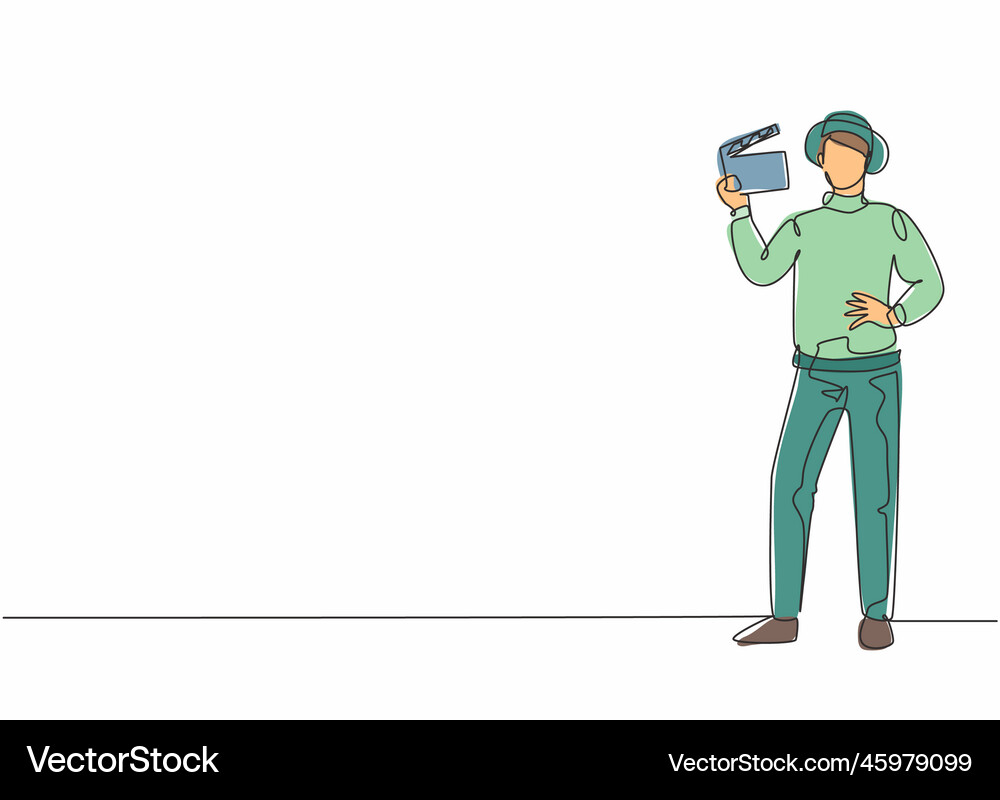 Continuous one line drawing of young talented Vector Image