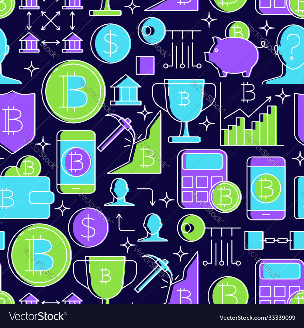 Digital money seamless pattern in line style vector image Digital money seamless pattern in line style