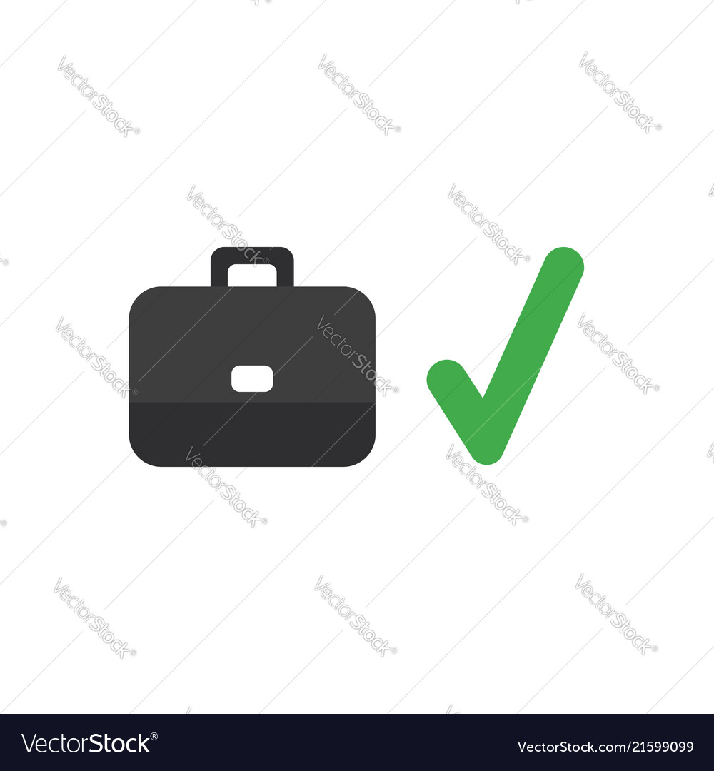 Flat design concept of briefcase with check mark Vector Image Flat design concept of briefcase with check mark